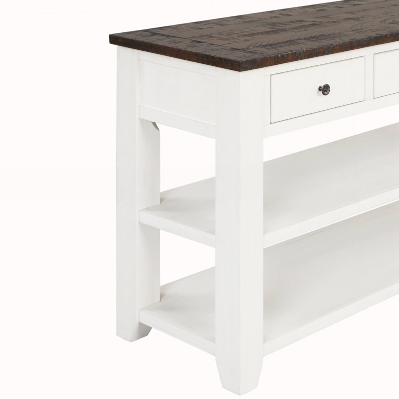 Console en bois, facile à assembler, Brun, Blanc antique
