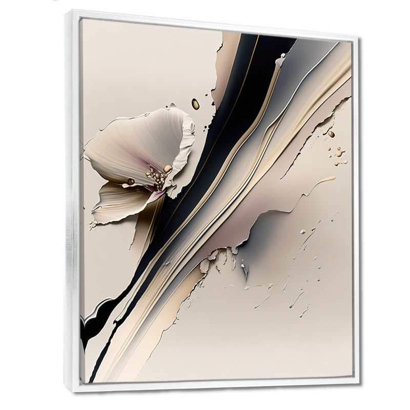 «Beige Orchid Flowers Hyperrealistic IV», reproduction sur toile orchidée, H 20 po x l 12 po, Cadre flottant blanc