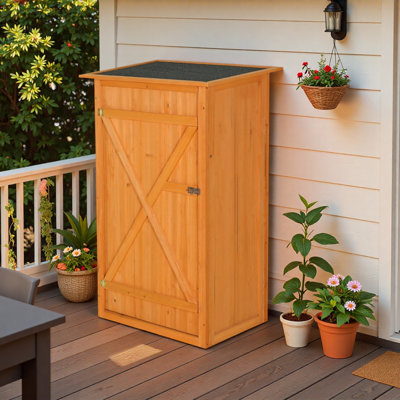Outdoor Storage Shed - A Wooden Tool Shed With A Flat Roof And Waterproof Garden Storage Cabinet, Featuring A Lockable Door, Suitable For Terrace Furniture, Backyard, Lawn, Grassland, And Farmland (29.53" X 22.05" X 46.46")