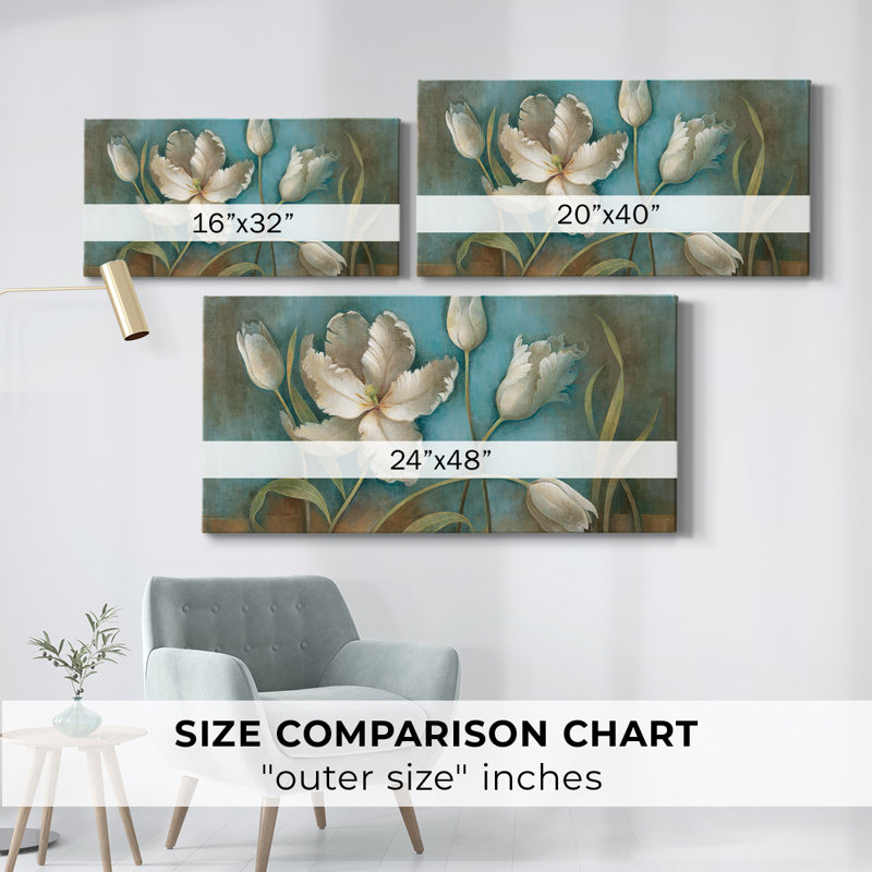 Tulipe Melody - Toile tendue avec châssis encadré - Prêt à être accroché, H 21 po x l 41 po, Doré