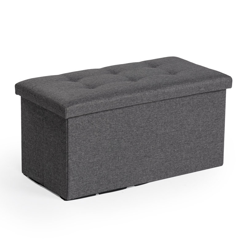 Domerese 29 Inches Folding Storage Ottoman Bench, Storage Chest, Foot Rest Stool, Dark Grey