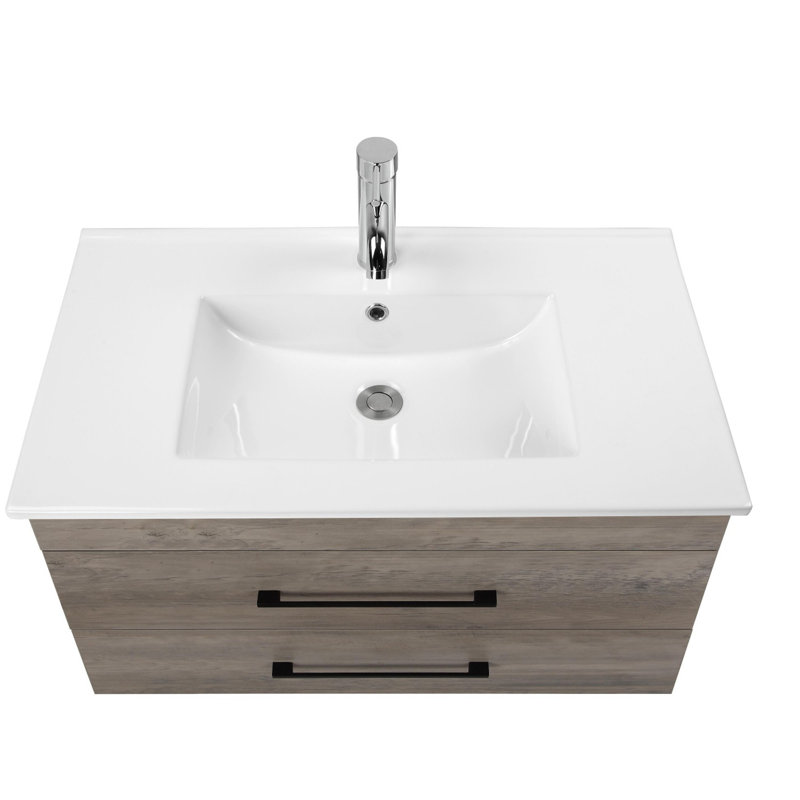 Meuble-lavabo mural avec lavabo en céramique, 32"