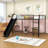 Full Over Full Metal Bunk Bed With Slide, Ladder And Safety Guardrails-1790794207