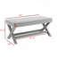 Double banc Comfort recouvert de tissu de velours, tabouret avec pieds élégants en X, coussin confortable avec passepoil, velours gris clair-912649841