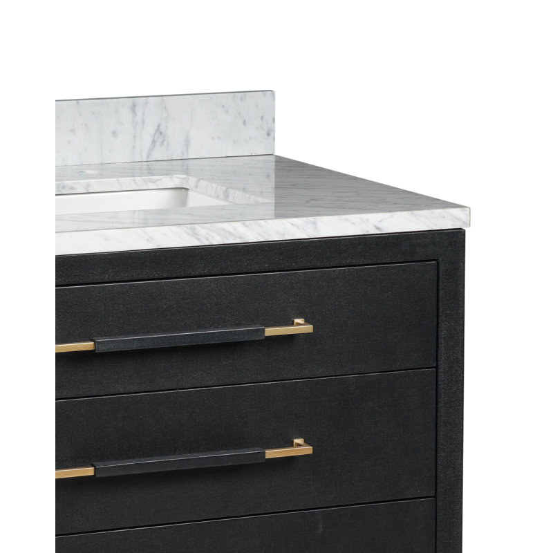 Verona 36" Freestanding Standard Single Bathroom Vanity with Vanity Top, Black Lacquered Linen