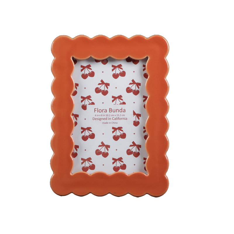 Cadre en céramique festonné, 4 po x 6 po, Rouge