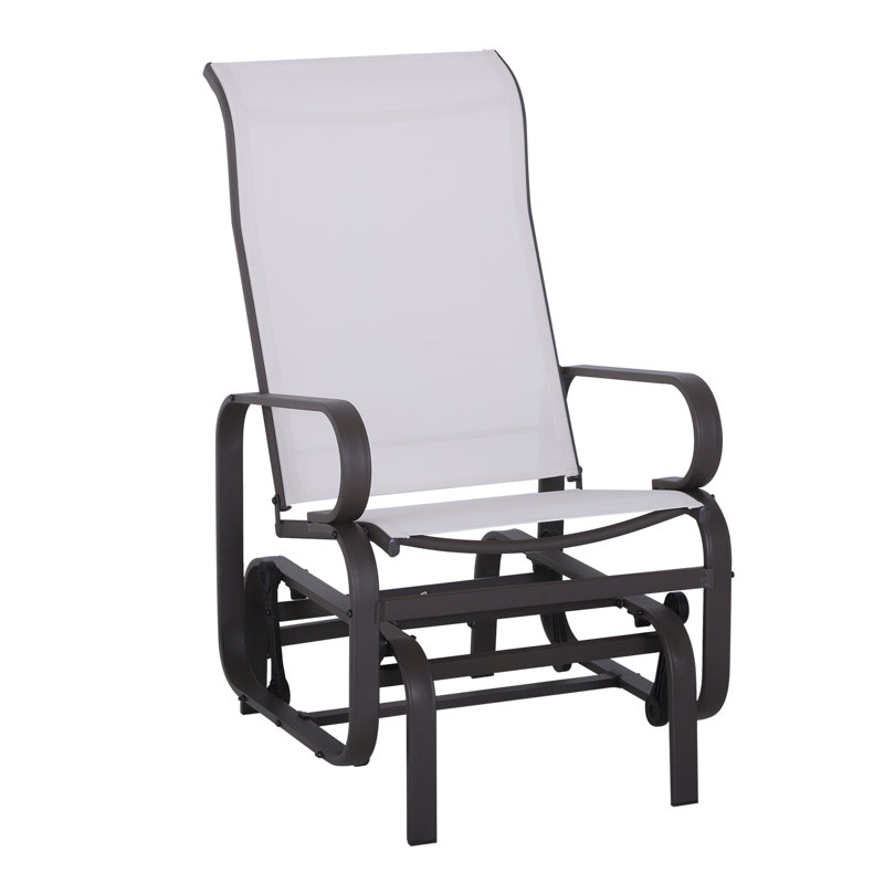 Fauteuil coulissant pour l'extérieur Yessenia, 1 Piece, Cadre brun / toile blanche crème