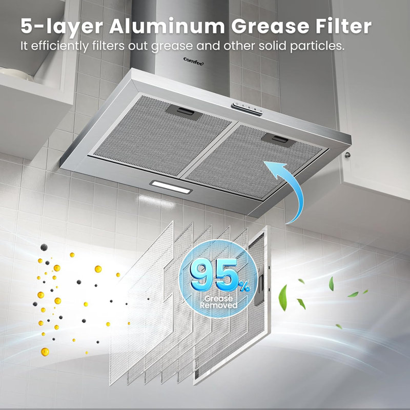 60CM Wall-mounted 3-Speed Chimney Angled Range Hood Cooker Extractor