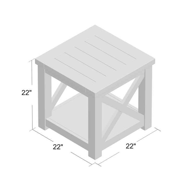 Seaside White Mahogany 22" Square End Table