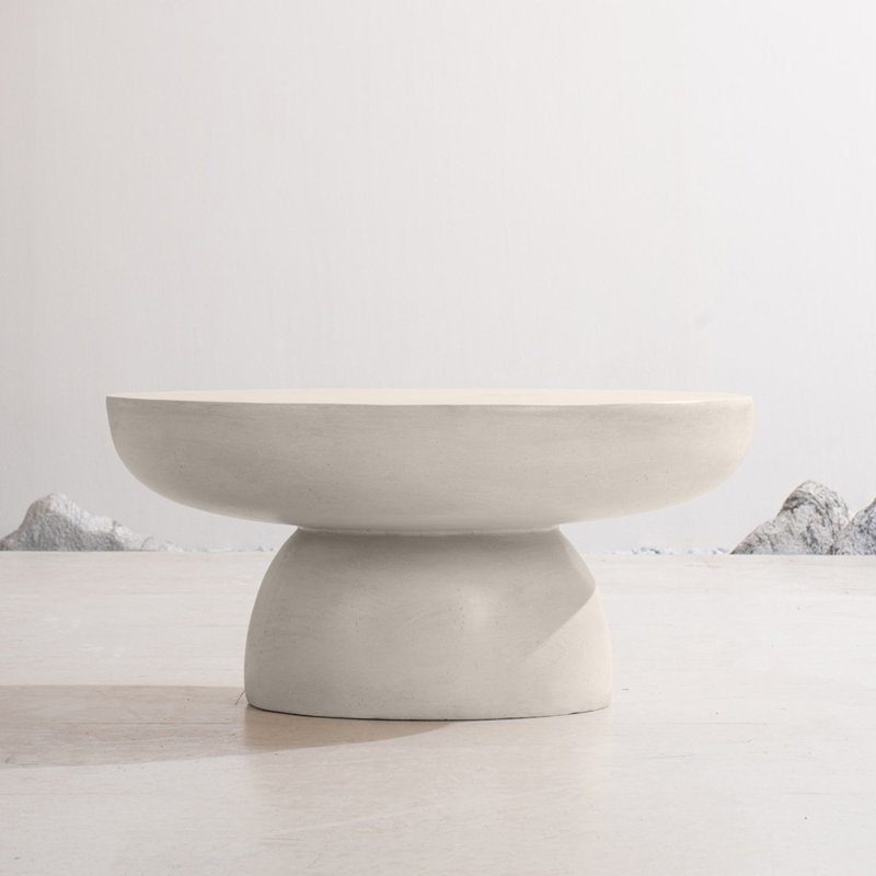 Fayette Round Cofffe Table With Pedestal Base, Cream