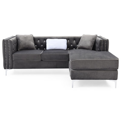 Ettinger Velvet L-Shaped Sectional Reversible