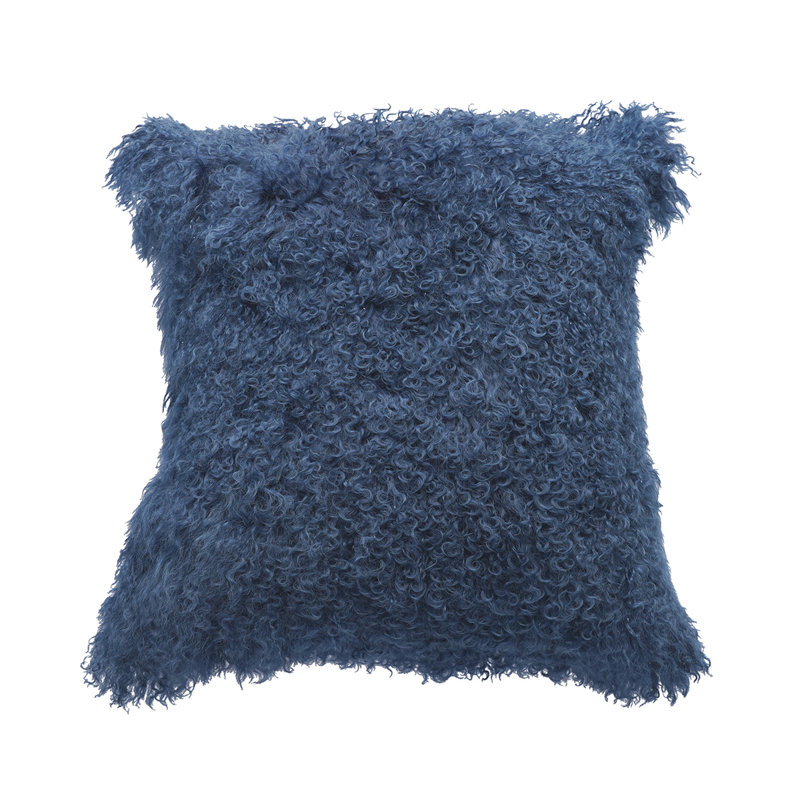 Tibetan Microsuede Throw Pillow, Nautical Blue, 20" x 20", Solid Color
