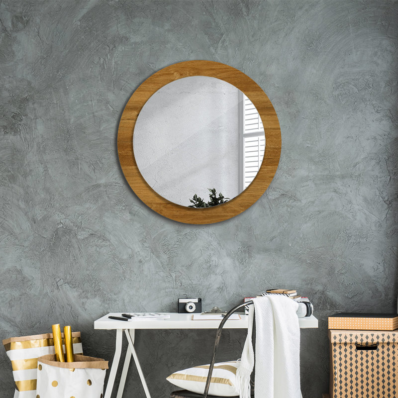 Huldar Glass Flat Wall Mirror, Brown, 70cm H x 70cm W