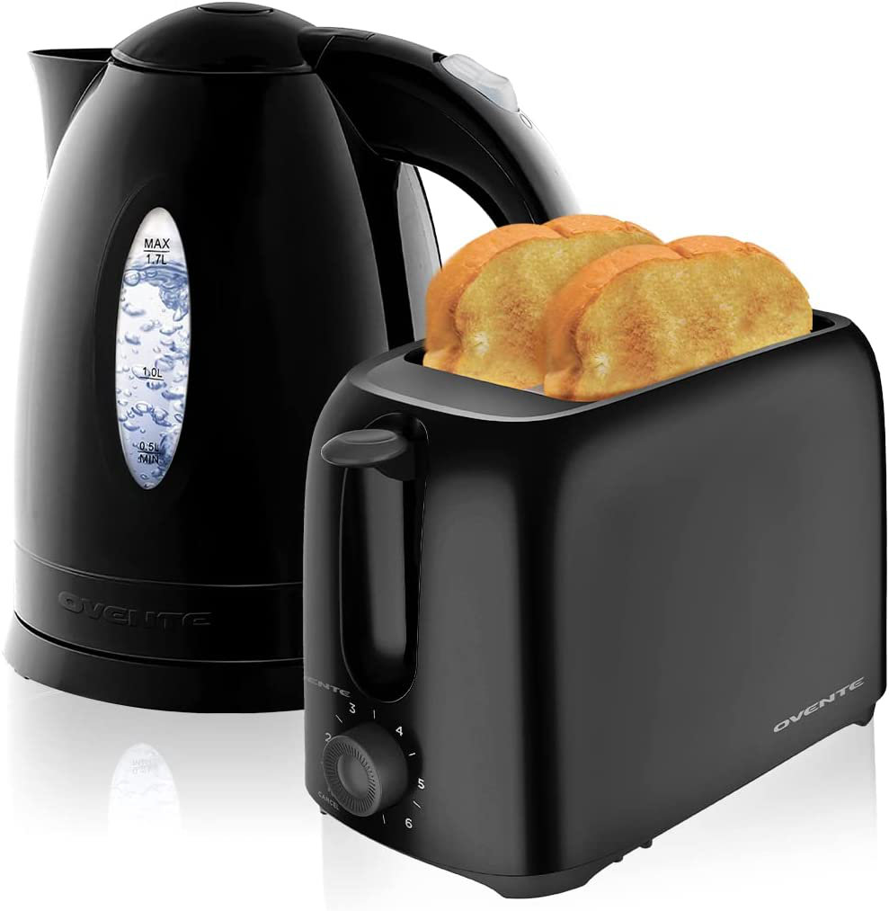 MegaChef 7 Cup Electric Tea Kettle and 2 Slice Toaster Combo in