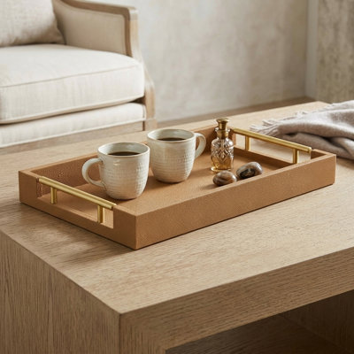 Baidy Hand-Finished Faux Shagreen Rectangular Serving Tray