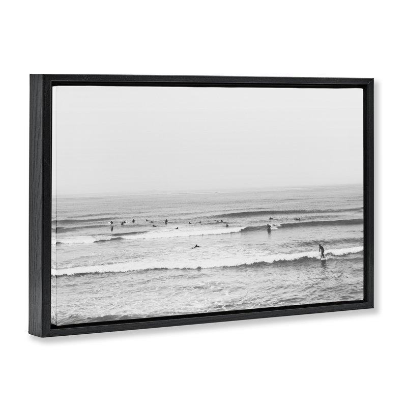 Cadre flottant Surfers Rider Waves, Cadre flottant noir de jais, H 17 po x l 25 po