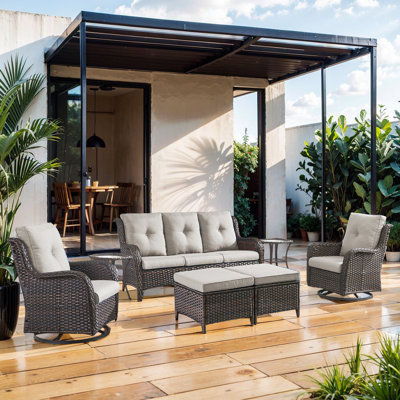 Bonia 7 Piece Rattan Sofa Seating Group with Cushions by Wildon Home