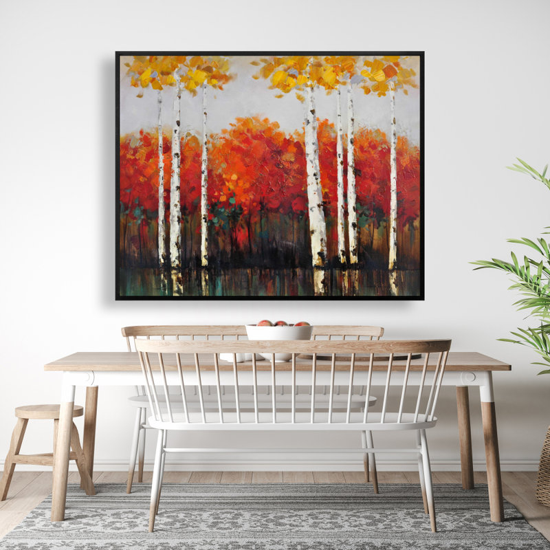 Birches By Fall Print On Canvas