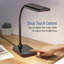 Lampe de bureau à DEL, lampe de table à col de cygne flexible, lampe de bureau avec port USB 5 V / 1 A, commande tactile, 5 températures de couleur et 7 niveaux de luminosité, fonction de mémoire