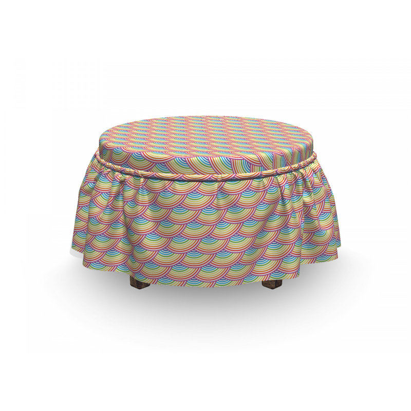 Housse pour repose-pieds cercles arc-en-ciel