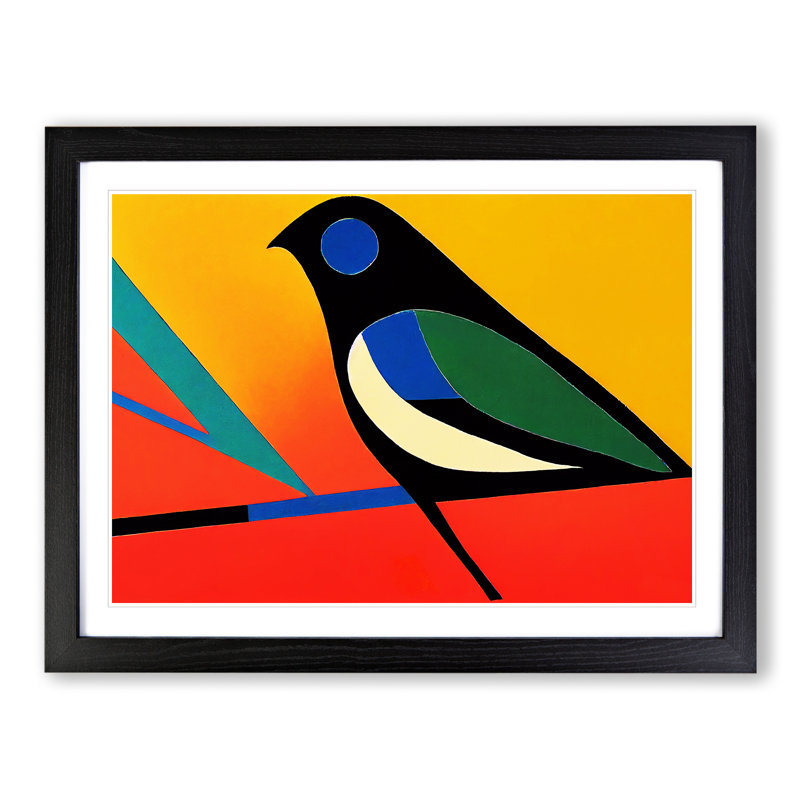 Hypnotic Abstract Bird - Single Picture Frame Print, 34cm H x 46cm W x 2cm D, Black