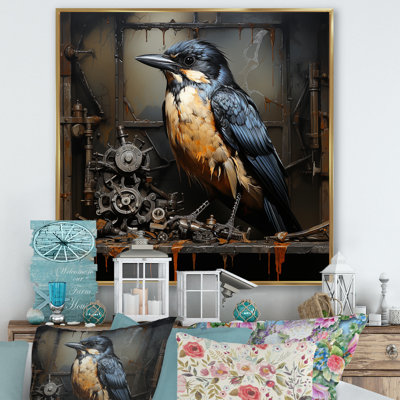 Brown Steampunk Bird  II - Bird Wall Art