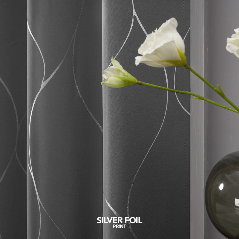 Kellda Polyester Room Darkening Curtain Pair, Light Gray, 42" W x 84" L