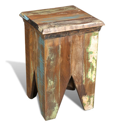 Tabouret en bois massif récupéré