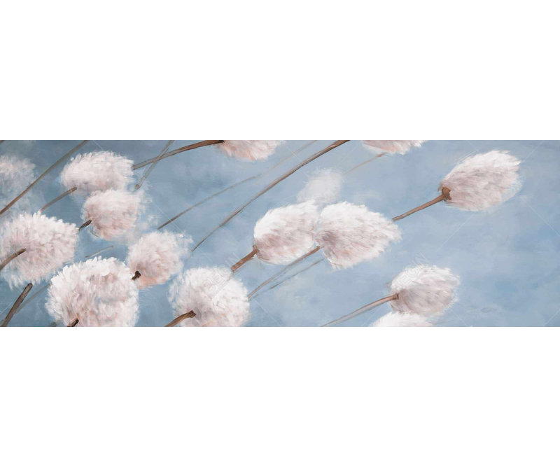 "Fleurs de coton délicates" sur toile, H 16 po x l 48 po