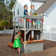 Outdoor Wooden Playhouse, Backyard Playset with Climbing Ramp