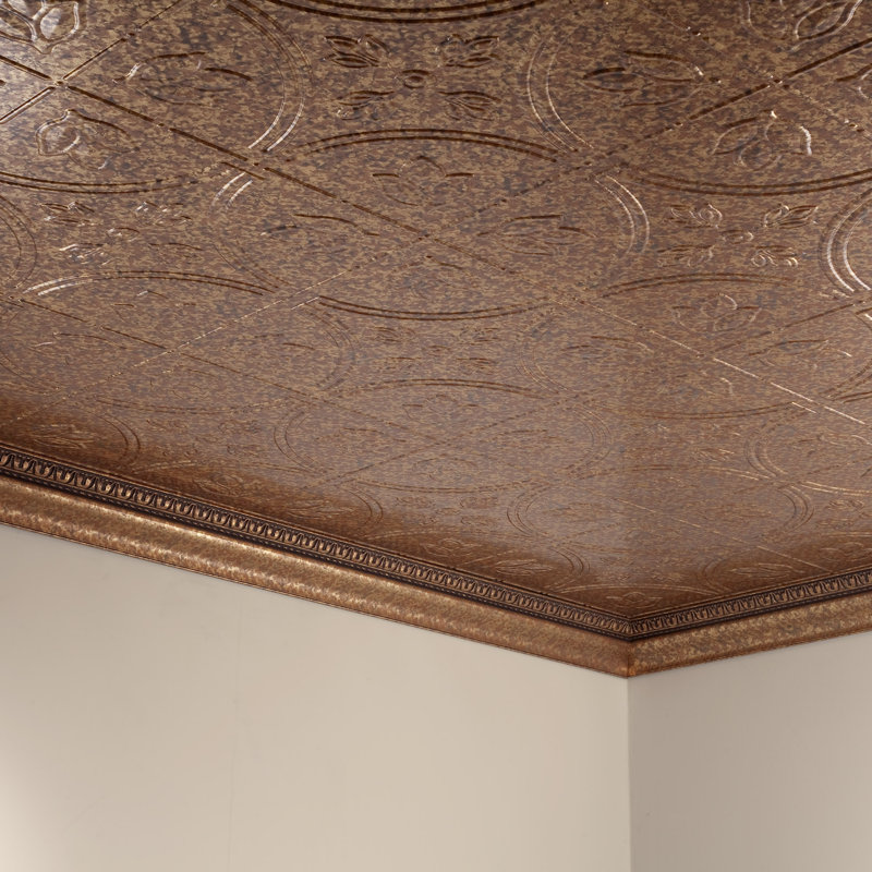 Panneau de plafond décoratif en vinyle 5 pi x 4 pi FASÄDE, Cuivre craquelé