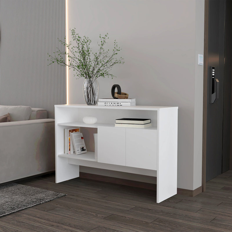 Black Console Table With Two Doors, Black