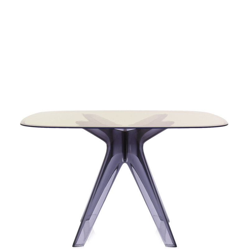 Sir Gio Square Glass Dining Table, Transparent, Yellow