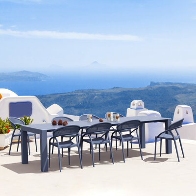 Farrah Extendable Plastic 9-Piece Patio Dining Set