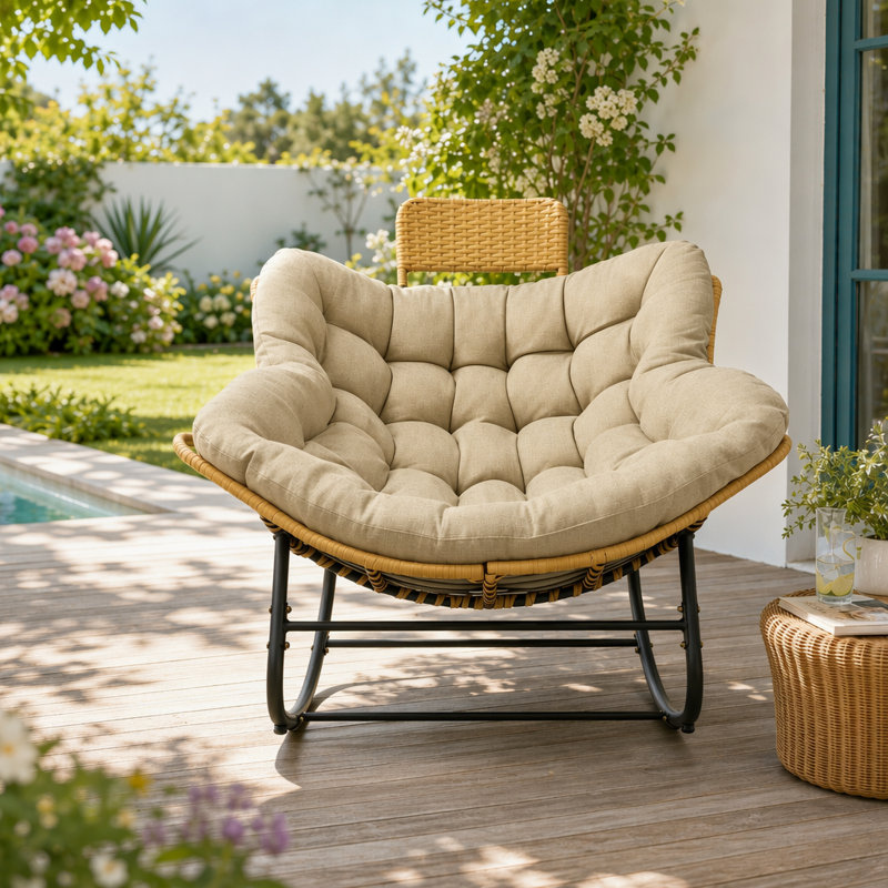 Chaise d'extérieur en osier, Khaki
