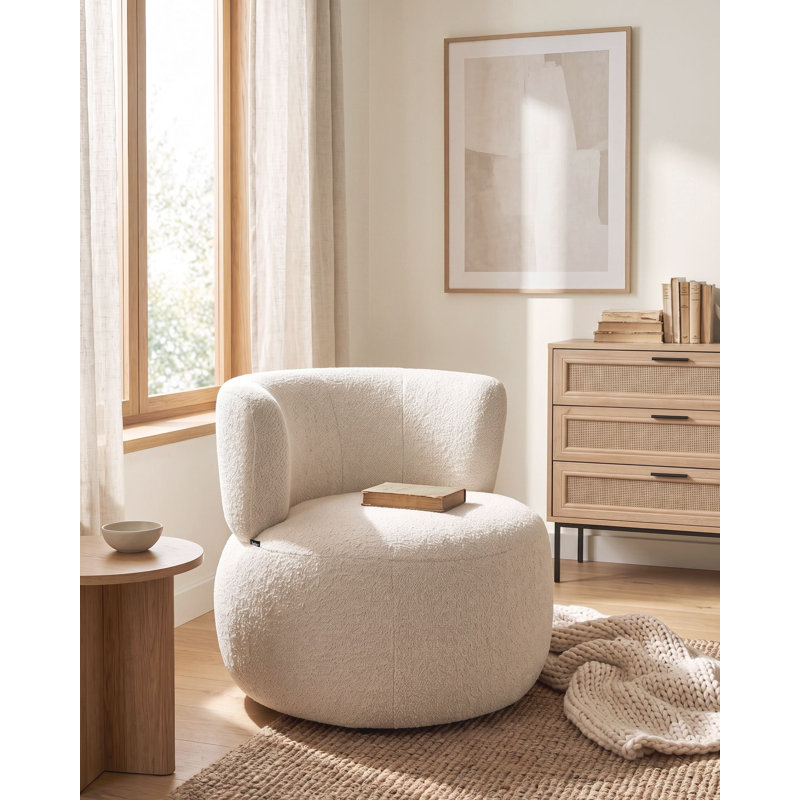 Chalino Upholstered Chenille Armchair, Beige Chenille