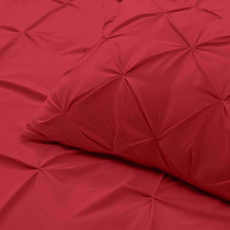 Ensemble de housse de couette plissÃ©e en tissu doublement brossÃ©, Rouge cerise