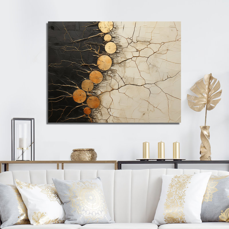 «Black Gold Ororned Poteries IV» sur impression sur toile, Toile tendue, 12" H x 20" W