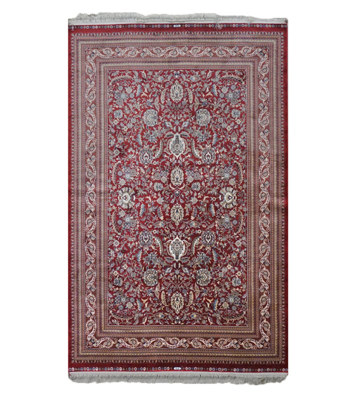 Tapis rouge touffeté en soie 5X8 Hereke