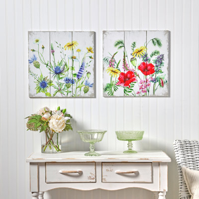 16x16" Cottage Flower Wood Wall Art