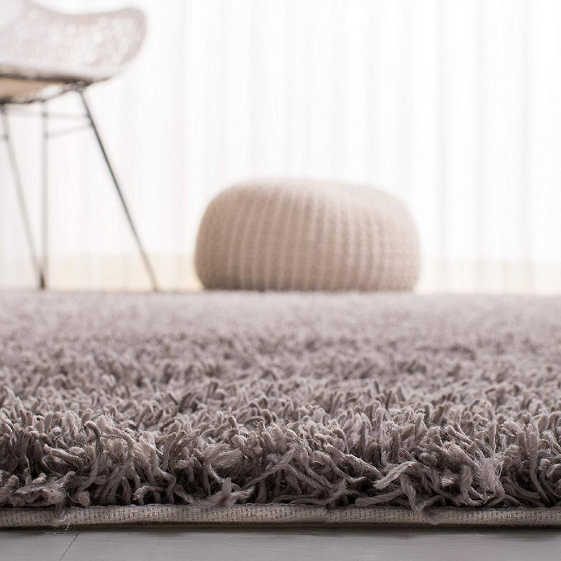 Tapis argent touffeté et fabriqué à la main Assar, Rectangle 6 pi x 9 pi