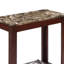 Grande table de bout en bois 24 po avec finition cerisier foncé et plateau en marbre