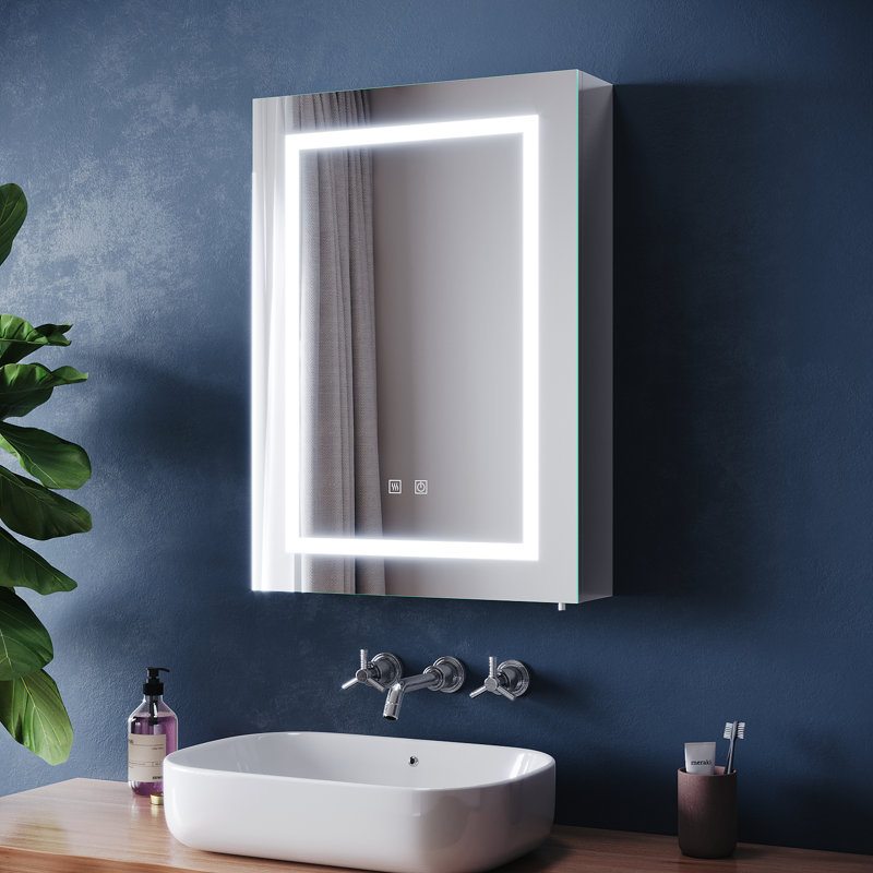 Mirrored Bathroom Cabinets with Mirror and 3 Adjustable Shelves