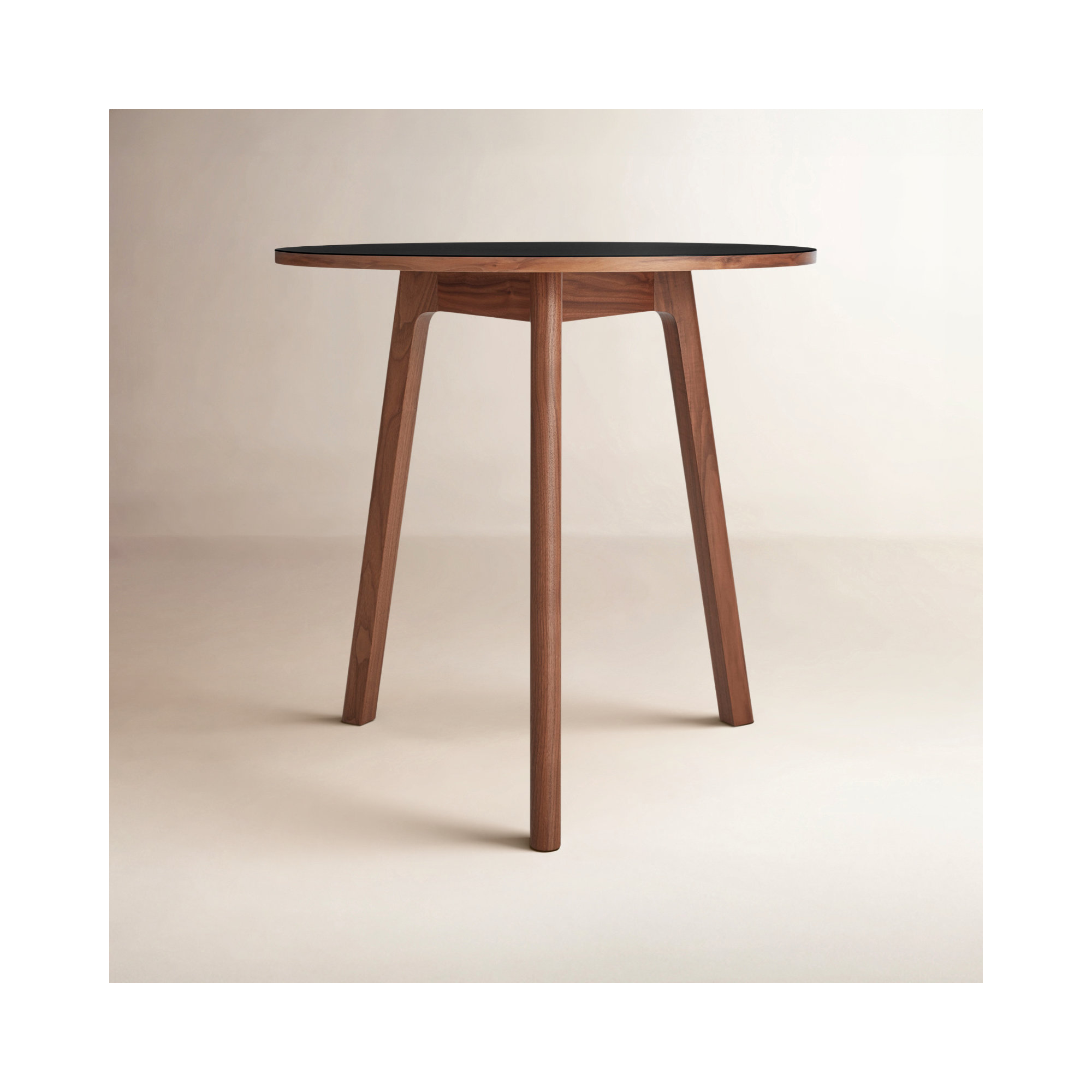 Apt Café Round Dining Table, Walnut, Black, 30" W x 30" L