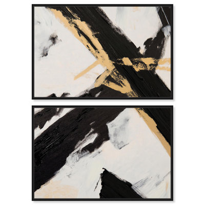 Weight of Black III Canvas Set of 2 Luxury Abstract Art by Art Remedy