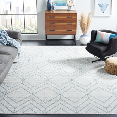 Beckstead Geometric Gray/Blue Area Rug