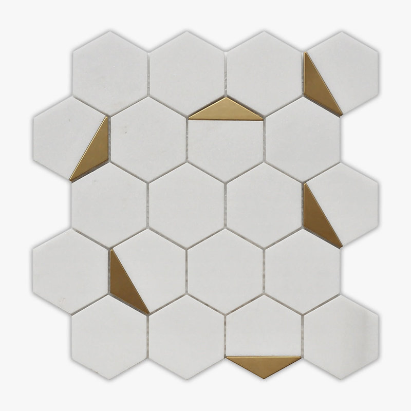 Rockart W x L Marble Tile Mosaic Sheet, Rockart Thassos Polished