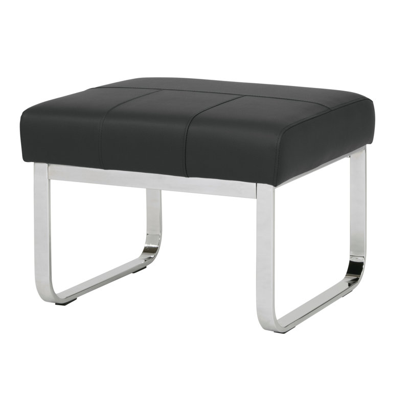 Jaymiah 23.5'' Wide Faux Leather Rectangular Ottoman, Similicuir noir