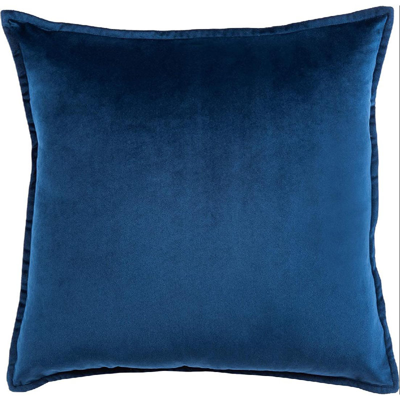 Blue and White Velvet Square Throw Pillow with Zipper