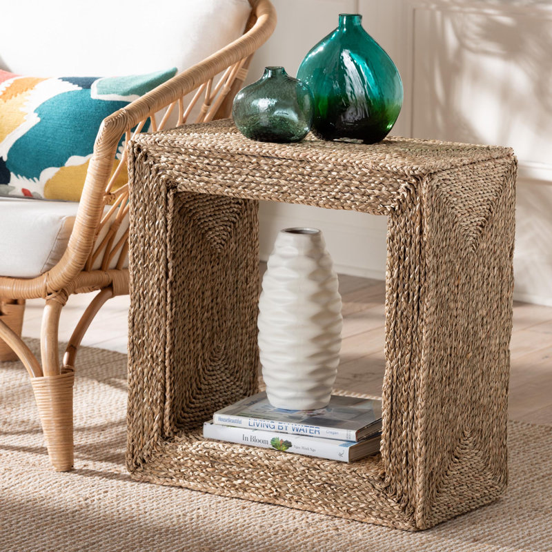 Aailyah Seagrass Floor Shelf End Table